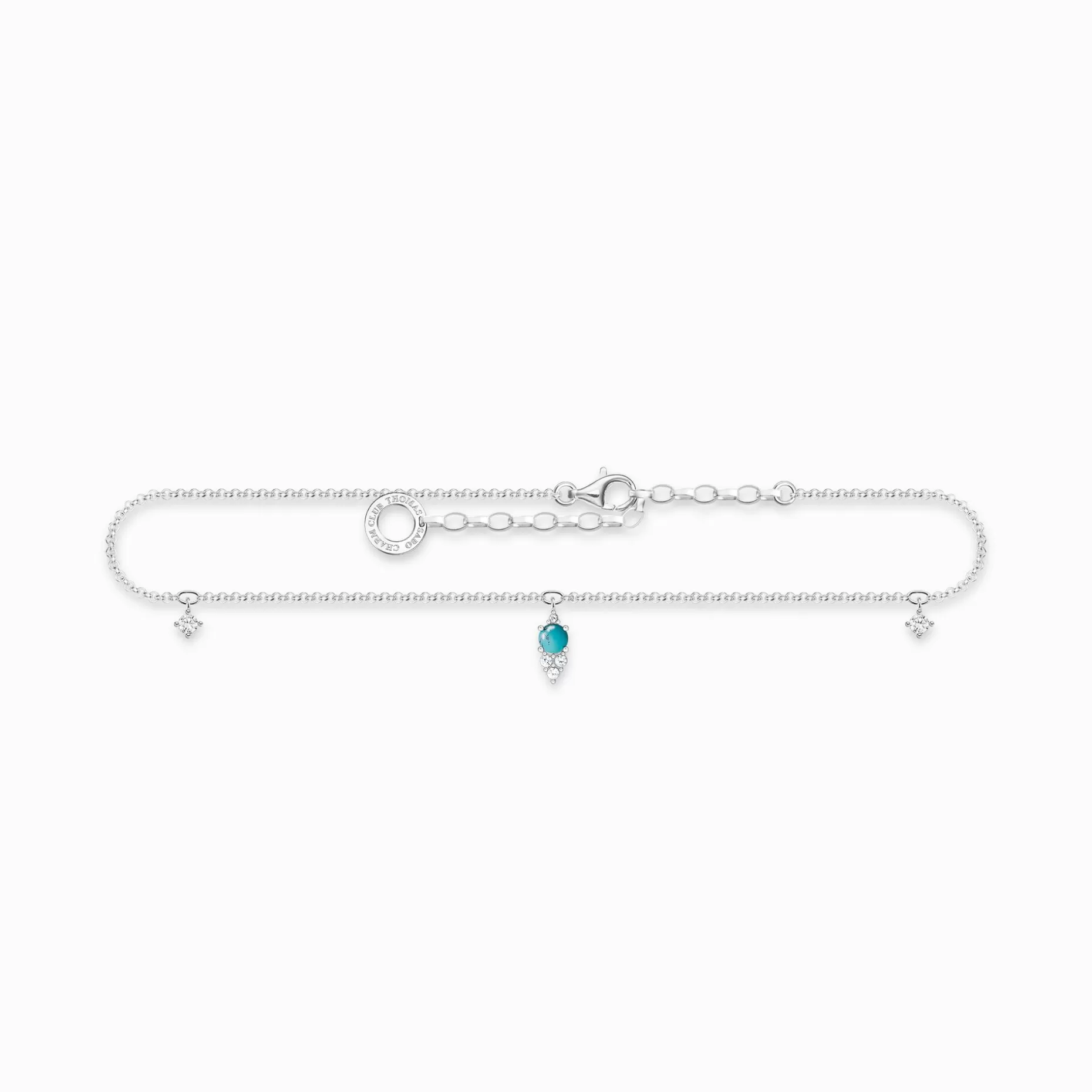 THOMAS SABO Anklet turquoise stone silver silver-coloured, turquoise, white Clearance