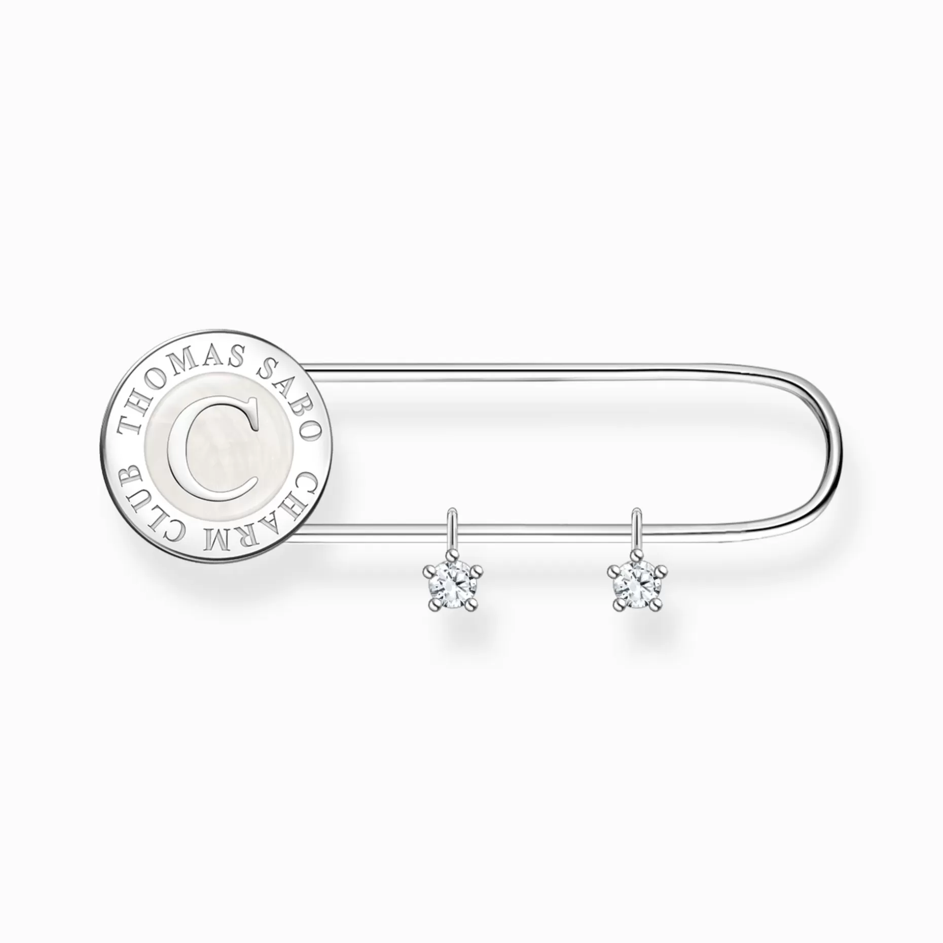 THOMAS SABO Silver brooch with white stones in safety pin design silver silver-coloured, white Outlet
