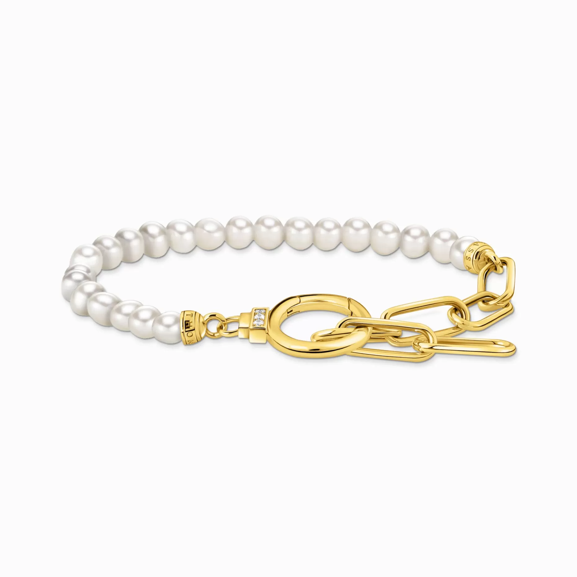 THOMAS SABO Yellow-gold plated bracelet with freshwater cultured pearls yellow gold-coloured, white Sale